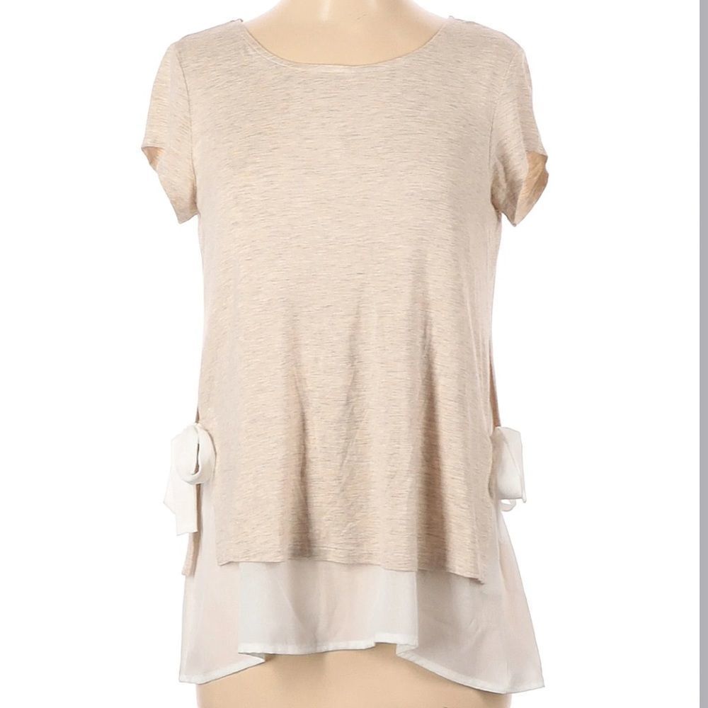 Anthropologie double layer tie side cream/beige top